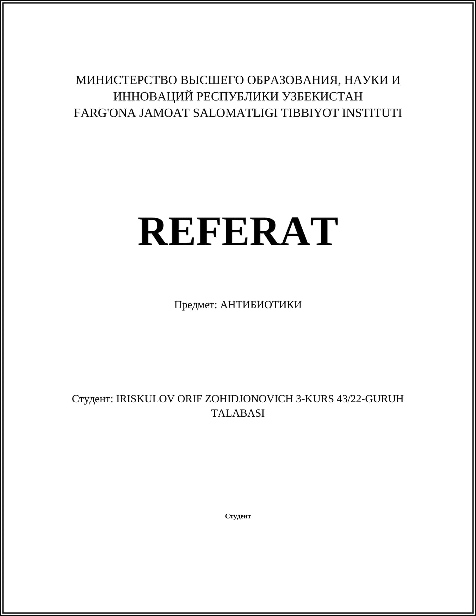REFERAT ANTIBIOTIKI