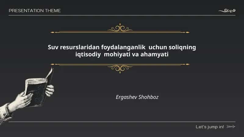 Suv resurslaridan foydalanganlik uchun soliqning iqtisodiy mohiyati va ahamyati