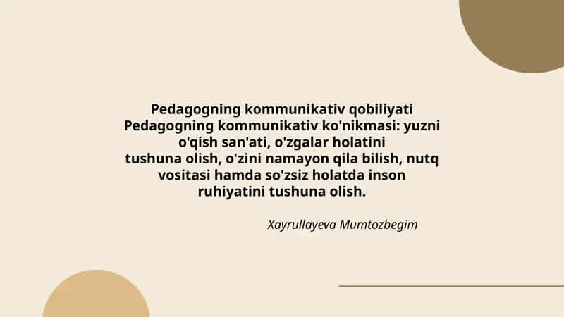 Pedagogning kommunikativ qobiliyati