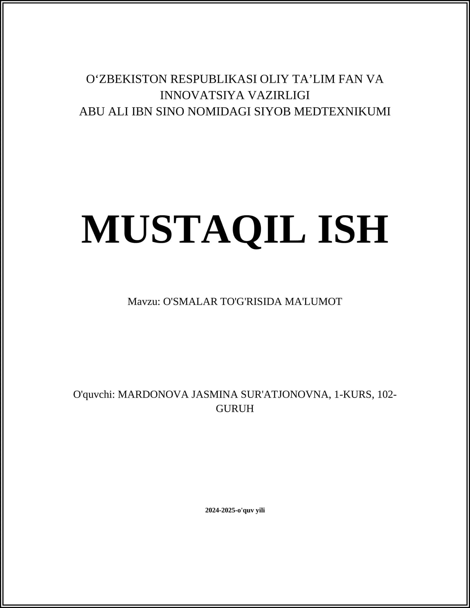 O'SIMLIKLAR TURLARI