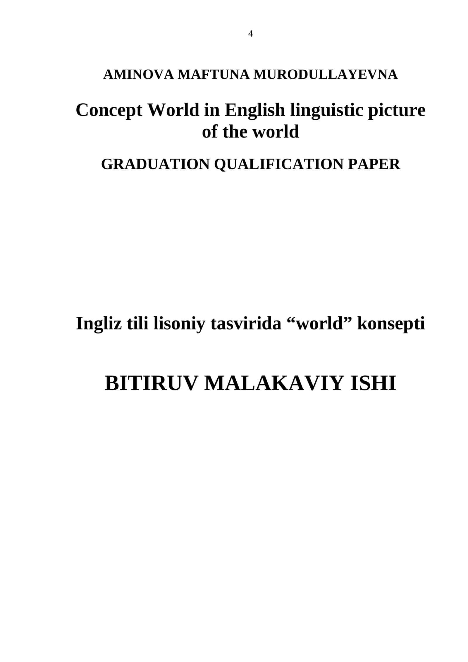 Ingliz tili lisoniy tasvirida “world” konsepti