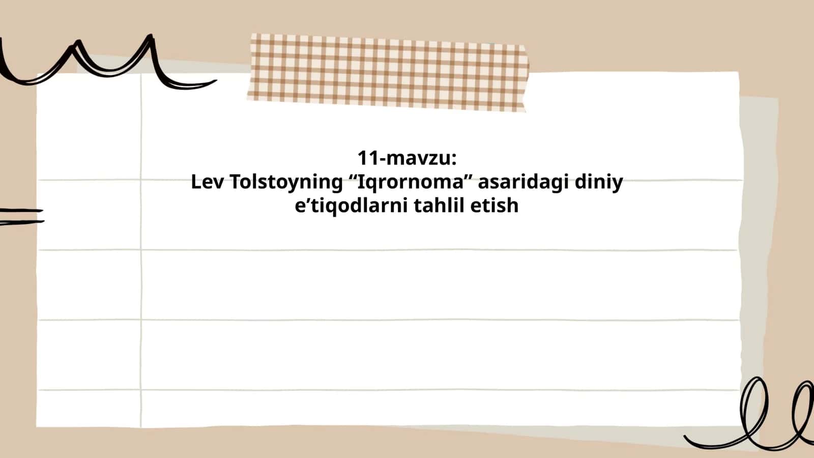 Lev Tolstoyning “Iqrornoma” asaridagi diniy eʼtiqodlarni tahlil etish