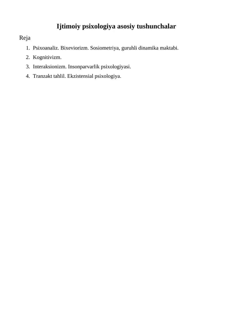 Ijtimoiy psixologiya asosiy tushunchalar