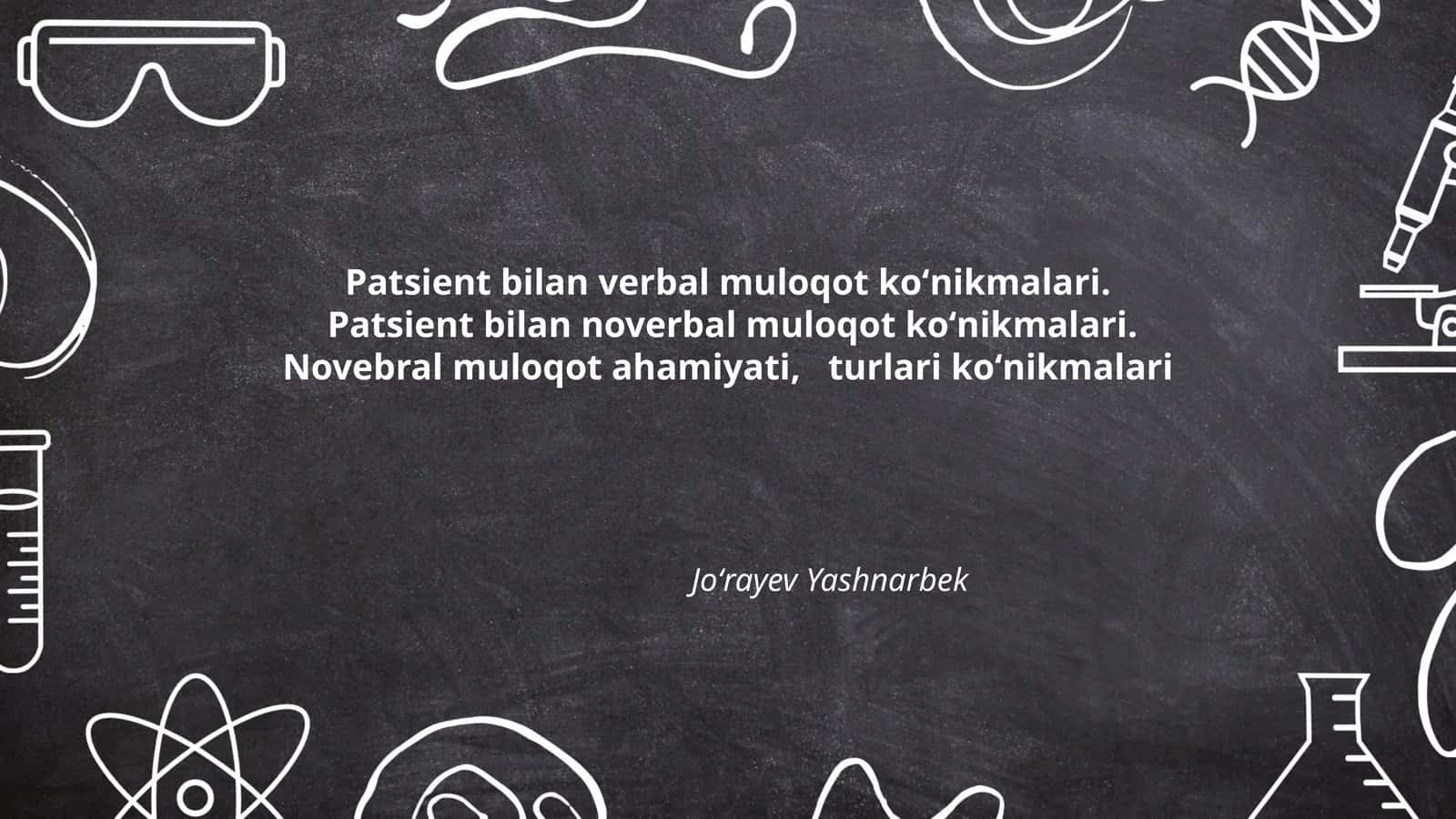 Patsient bilan verbal muloqot koʻnikmalari