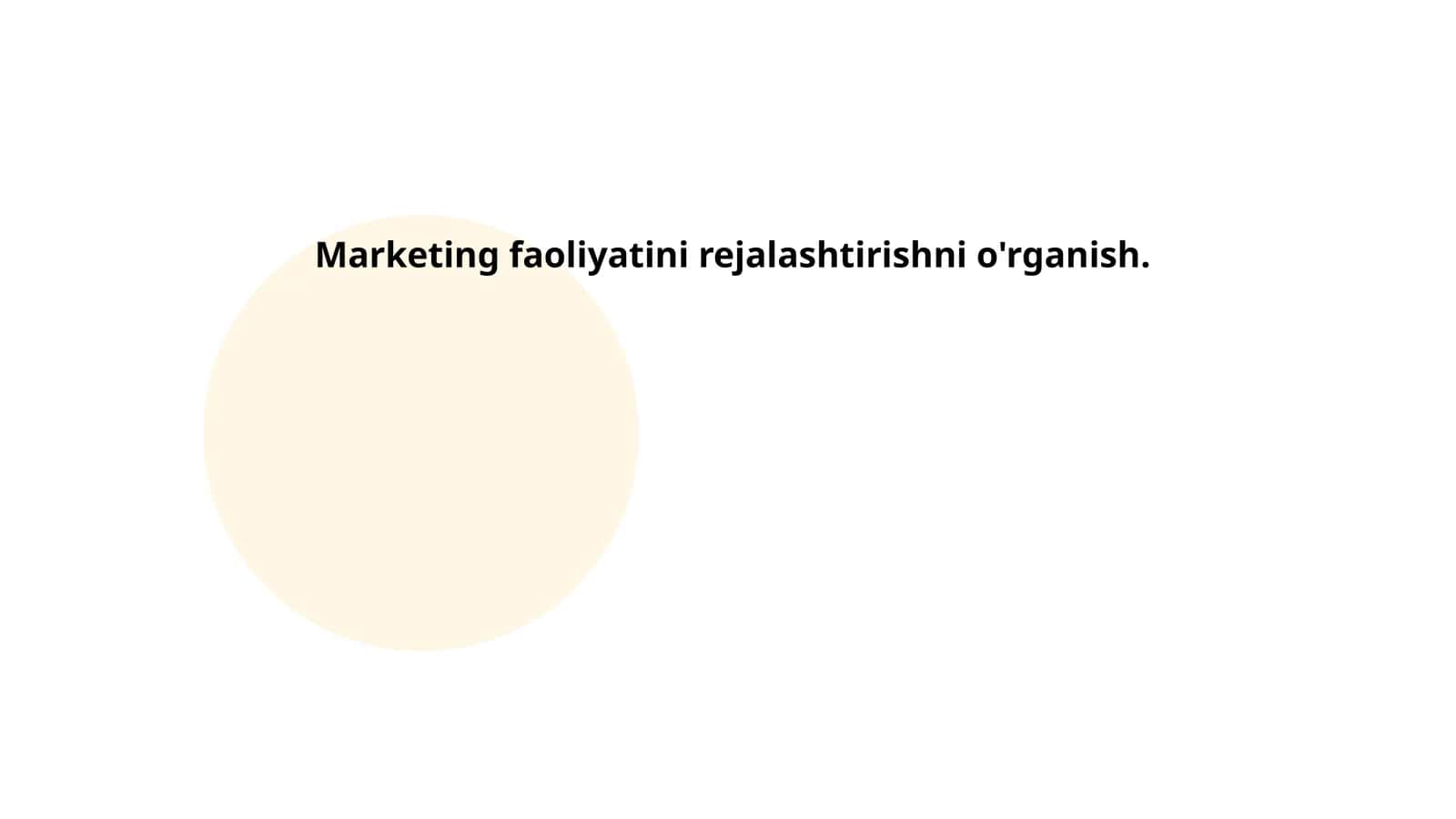 Marketing faoliyatini rejalashtirishni o'rganish