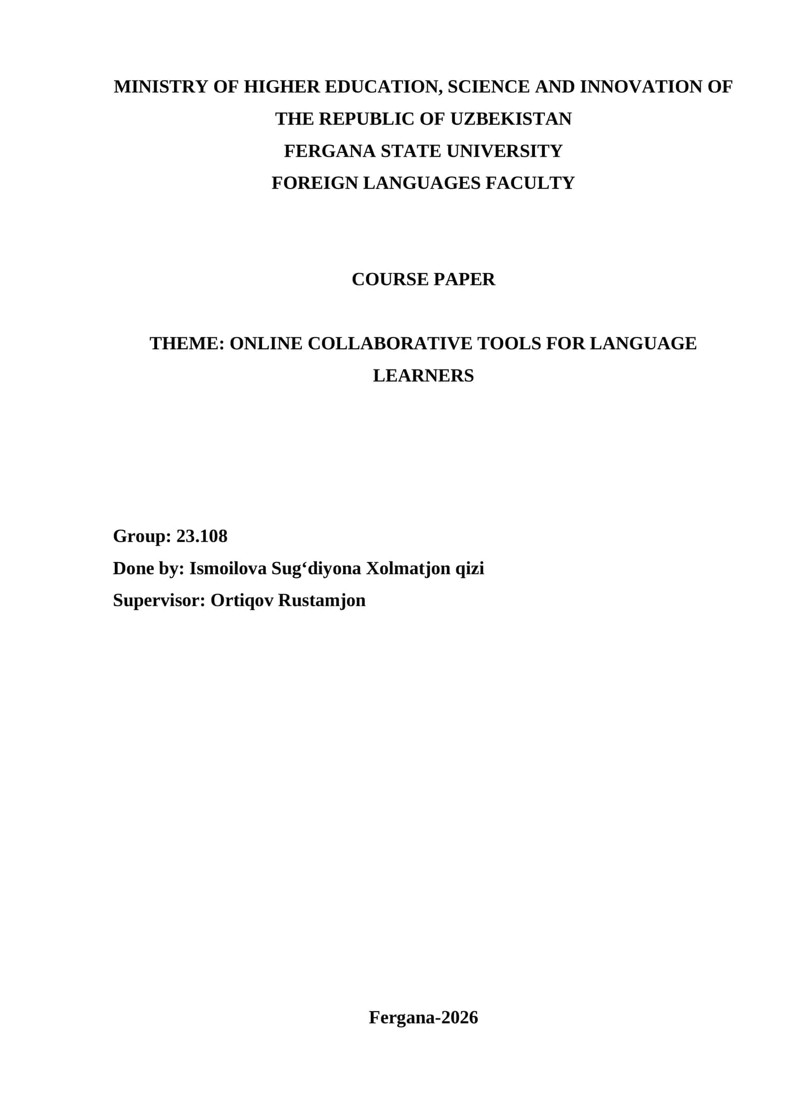 ONLINE COLLABORATIVE TOOLS FOR LANGUAGE LEARNERS