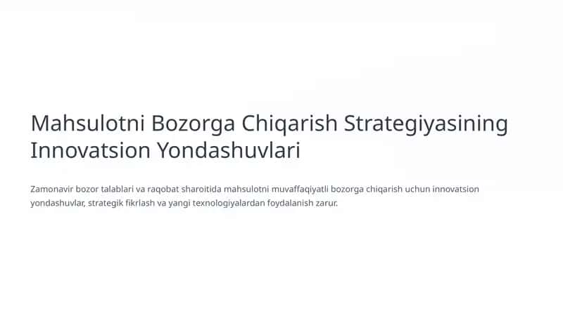 Innovatsion Yondashuvlar