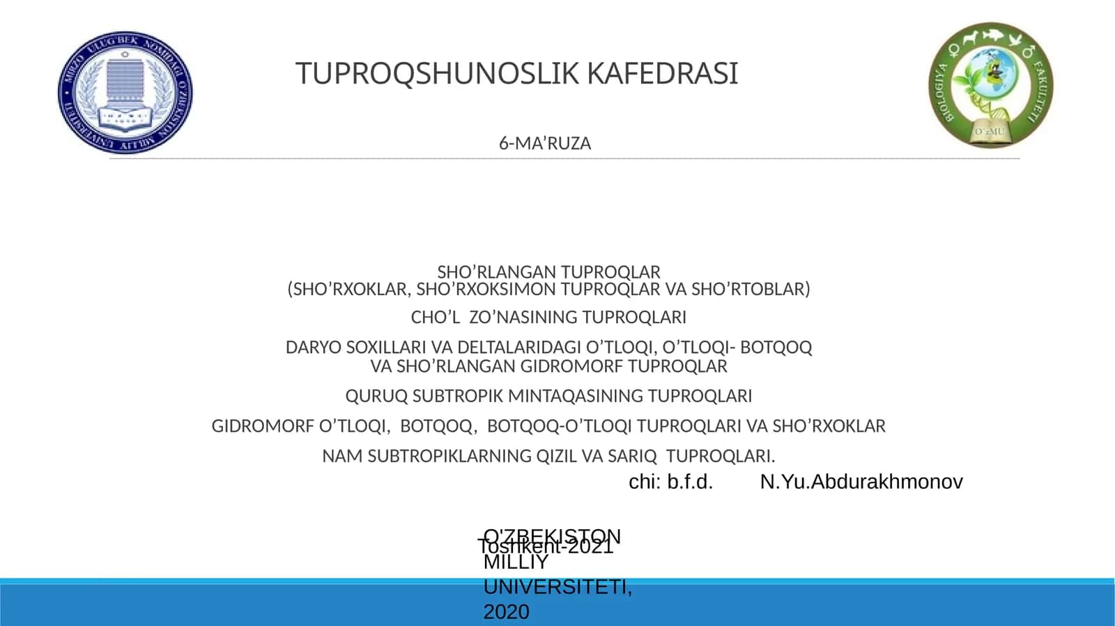 SHO'RLANGAN TUPROQLAR (SHO'RXOKLAR, SHO'RXOKSIMON TUPROQLAR VA SHO'RTOBLAR)