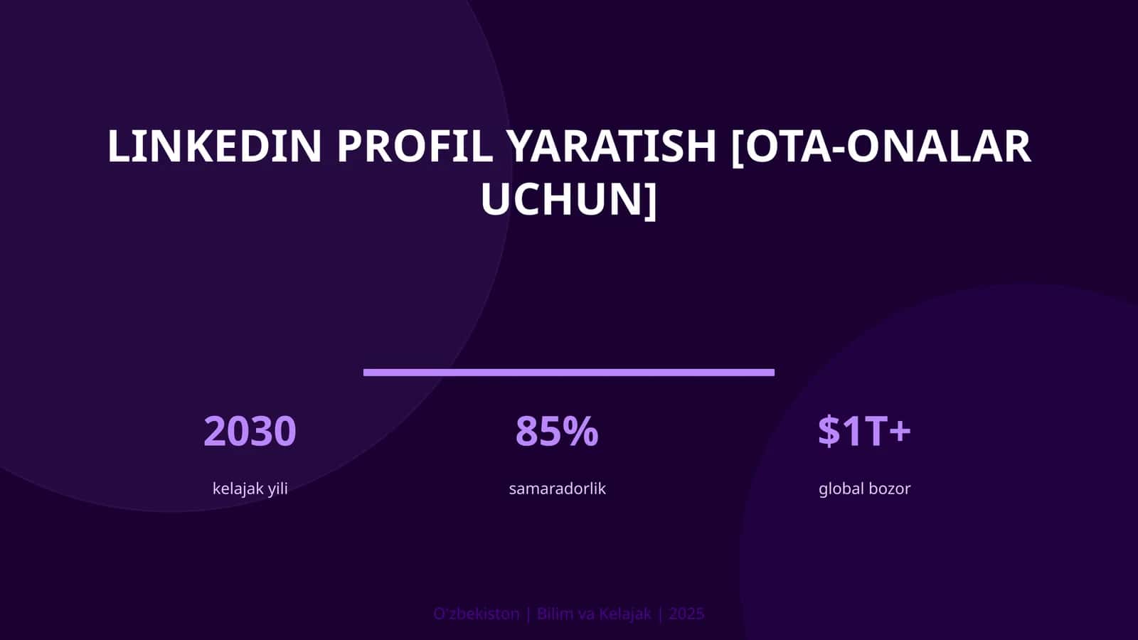 LinkedIn profil yaratish [OTA-ONALAR UCHUN]