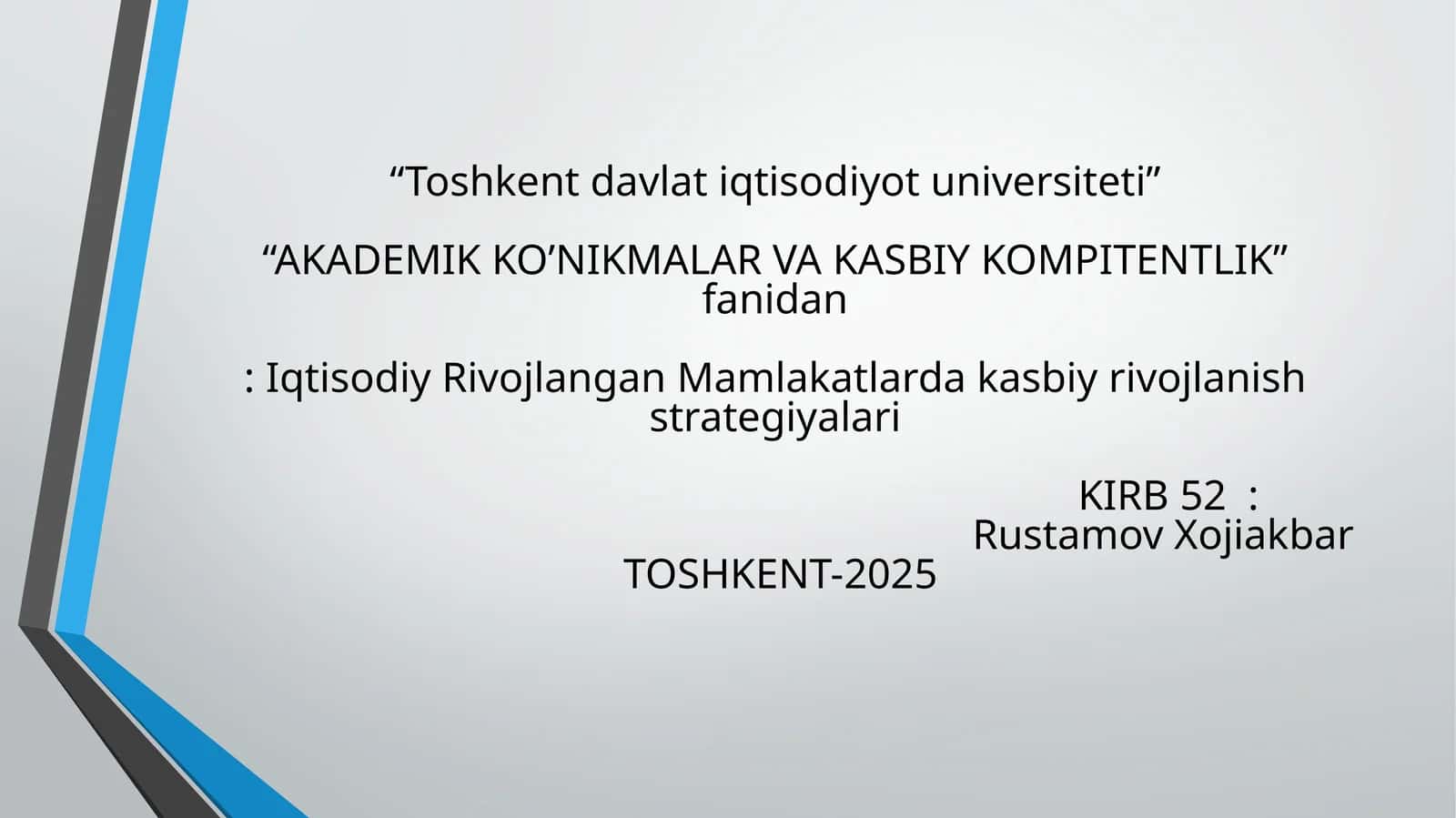 AKADEMIK KO’NIKMALAR VA KASBIY KOMPITENTLIK