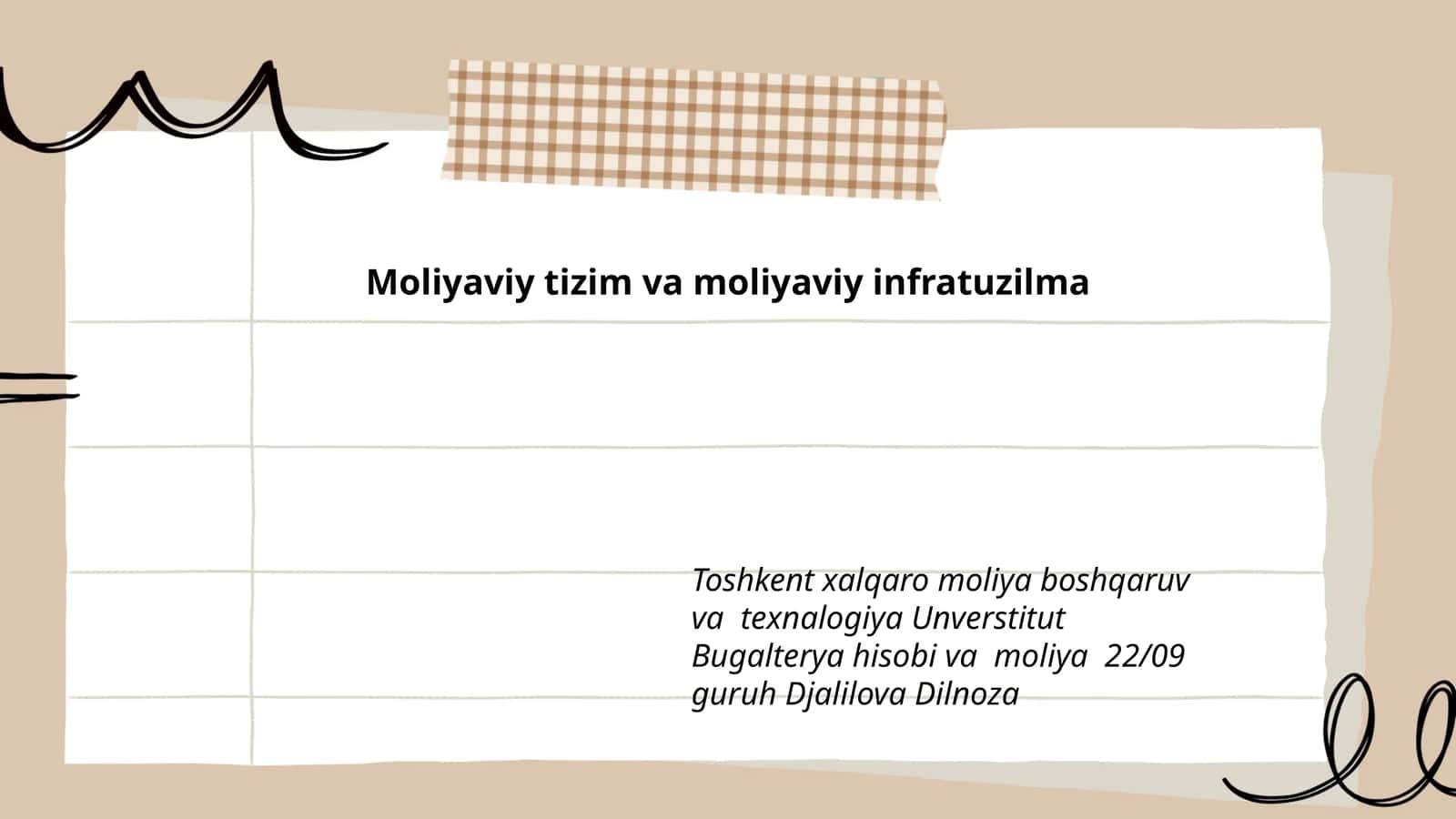Moliyaviy tizim va moliyaviy infratuzilma