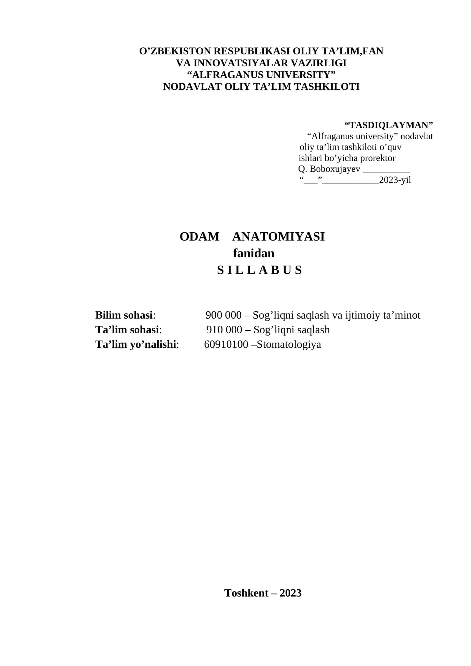 Odam Anatomiyasi Sillabusi