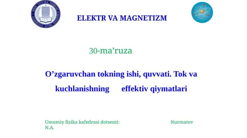 ELEKTR VA MAGNETIZM