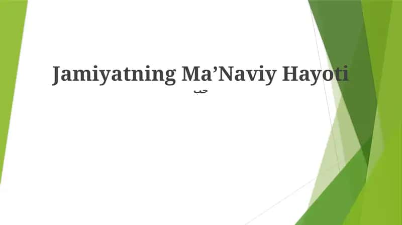 Jamiyatning MaʼNaviy Hayoti