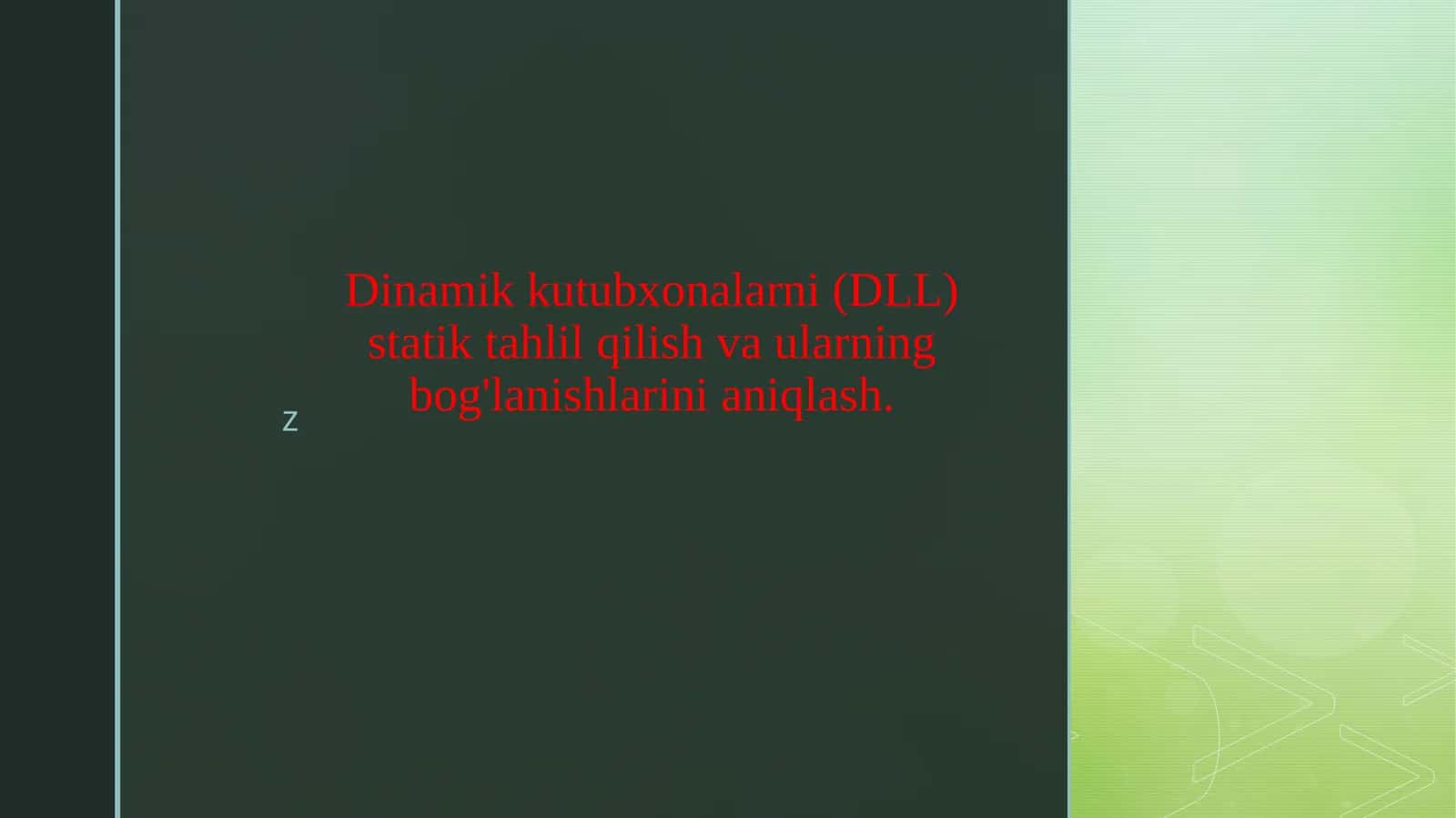 Dinamik kutubxonalarni (DLL) statik tahlil qilish va ularning bog'lanishlarini aniqlash.