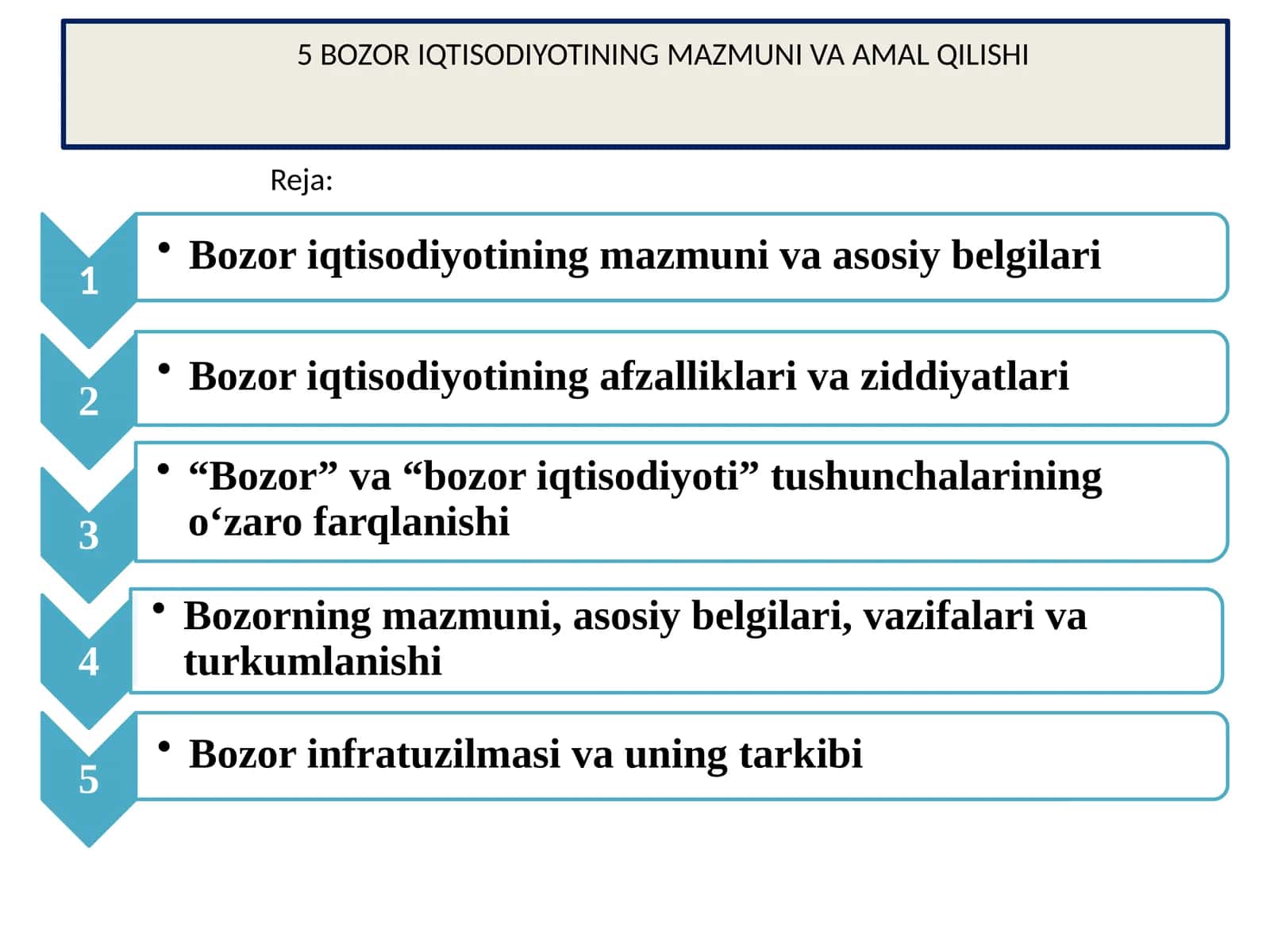 BOZOR IQTISODIYOTINING MAZMUNI VA AMAL QILISHI