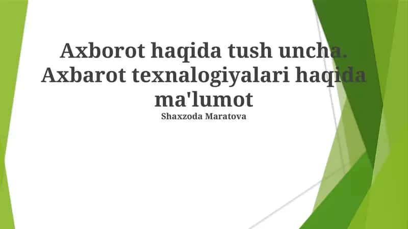 Axborot Texnologiyalari haqida umumiy ma'lumot