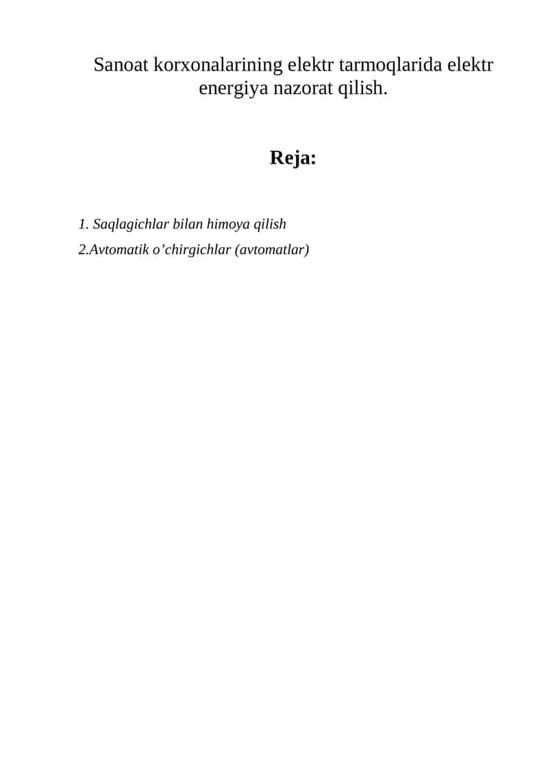 Elektr ta’minoti sistemasi (ETS)