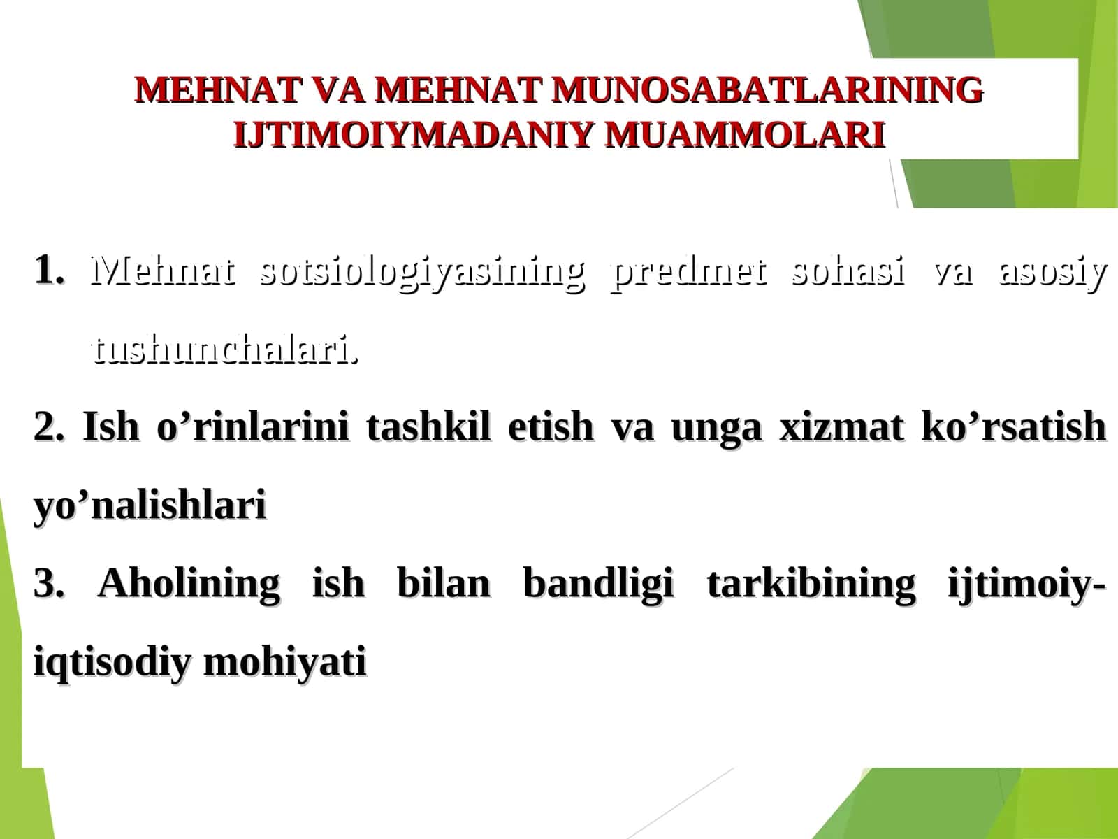 Mehnat va Mehnat Munosabatlari Ijtimoiymadaniy Muammolari