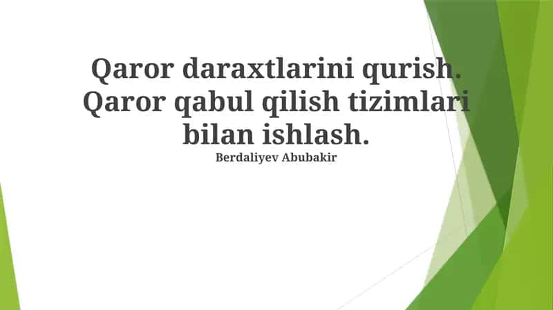 Qaror Daraxtlarini Qurish Algoritmlari