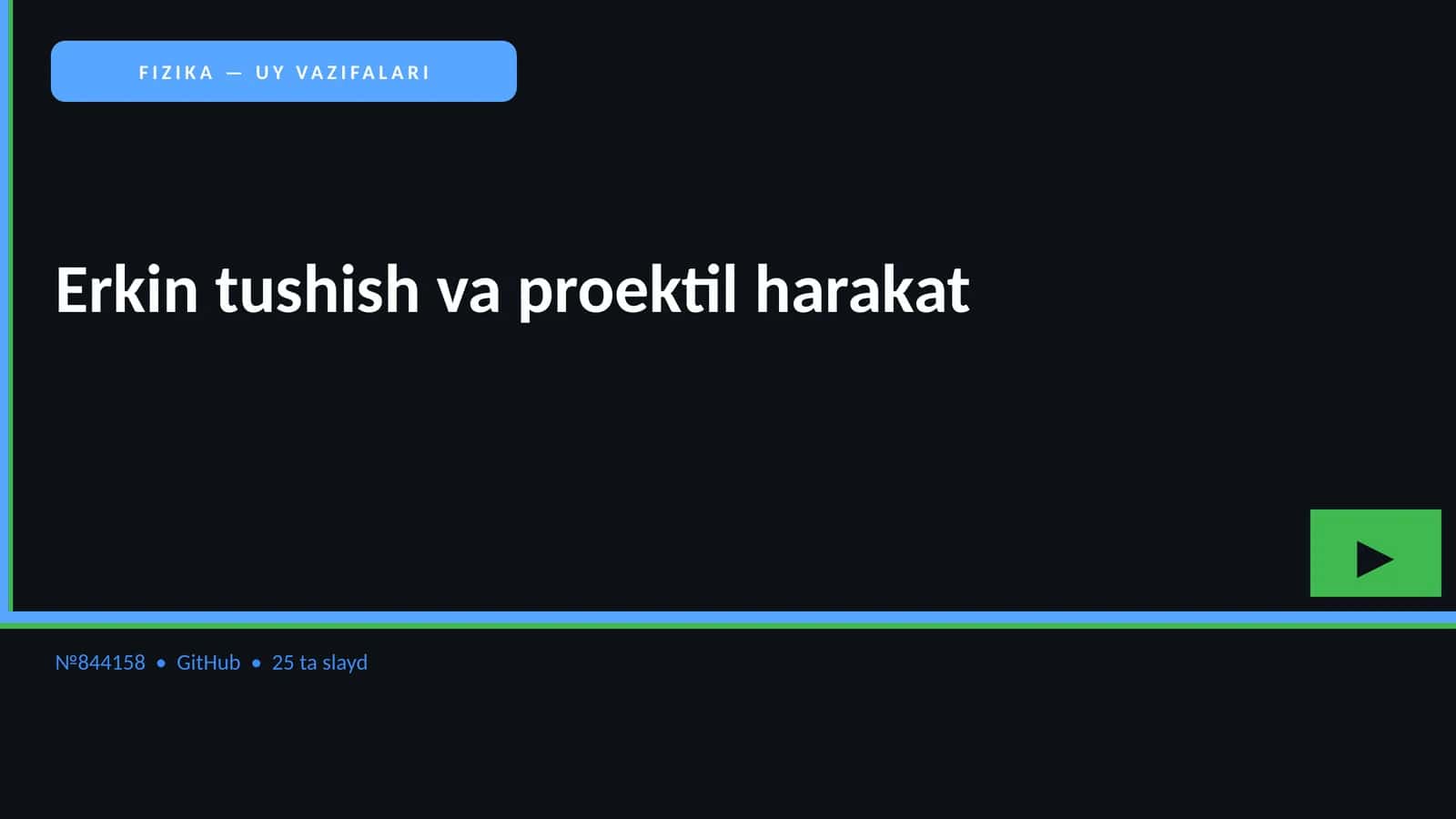 FIZIKA — UY VAZIFALARI