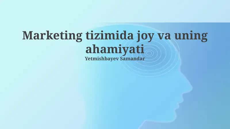 Marketing tizimida joy va uning ahamiyati