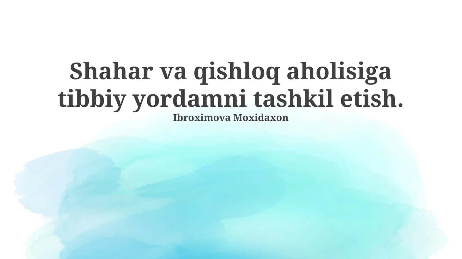 Shahar va qishloq aholisiga tibbiy yordamni tashkil etish