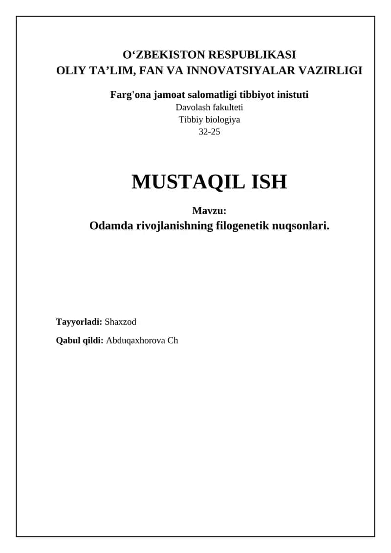 Odamda rivojlanishning filogenetik nuqsonlari