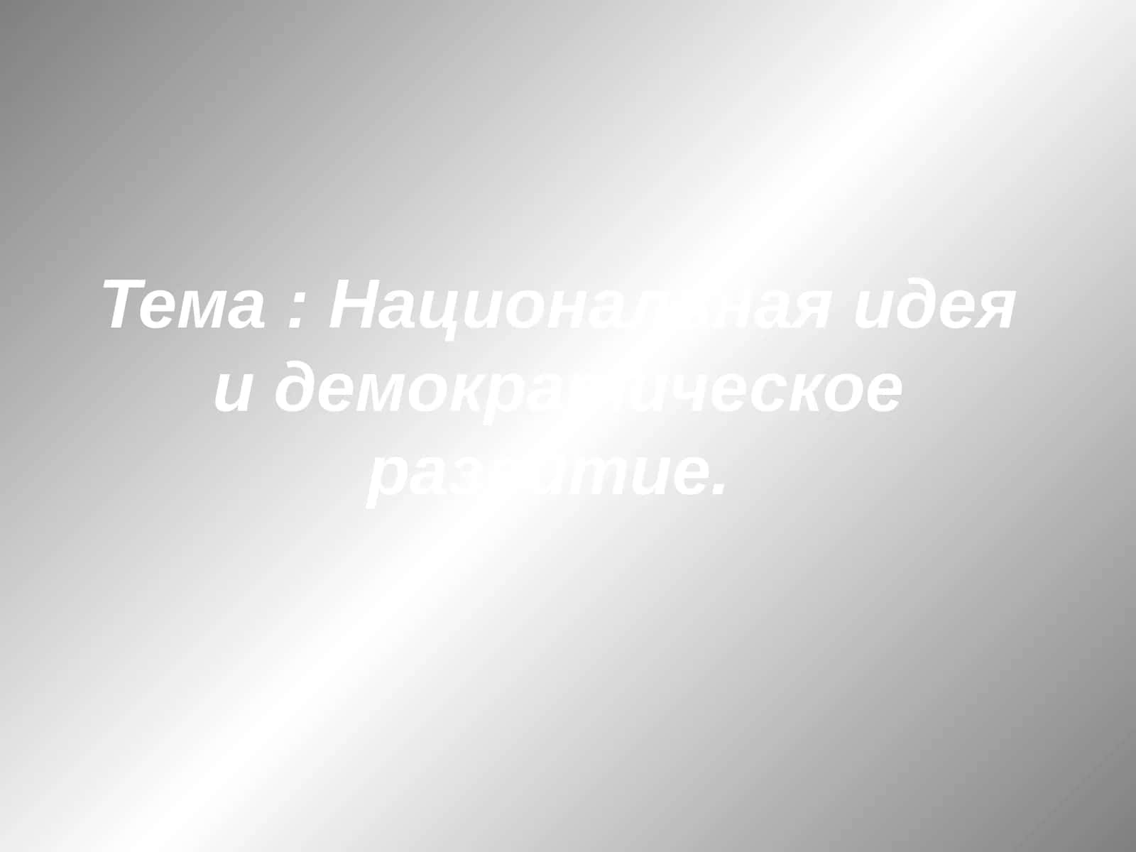 Национальная идея и демократическое развитие