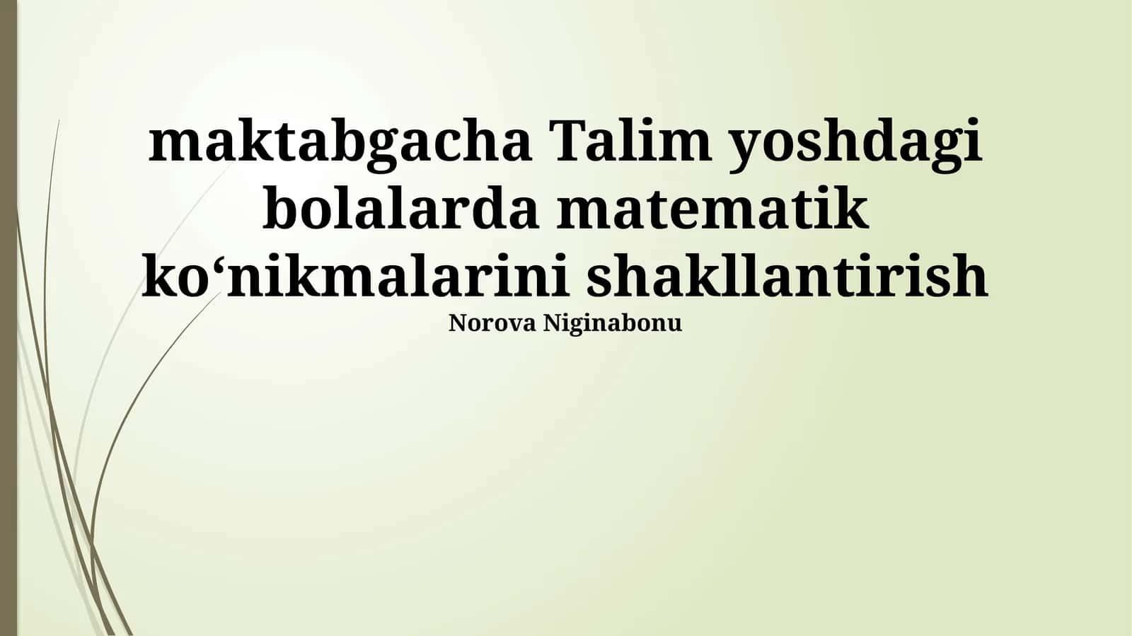 matematik koʻnikmalarini shakllantirish