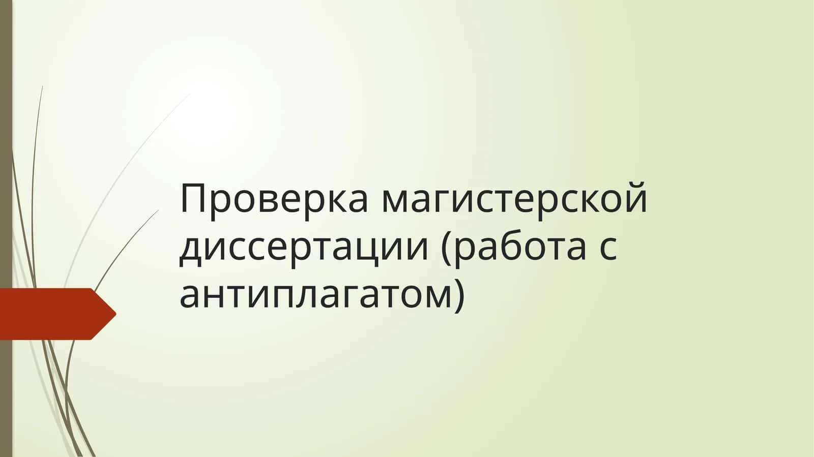Проверка магистерской диссертации (работа сантиплагатом)
