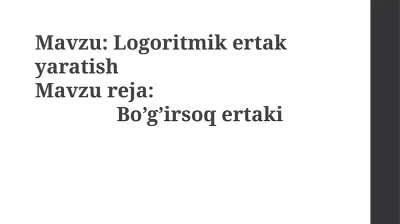Logoritmik Ertak yaratish