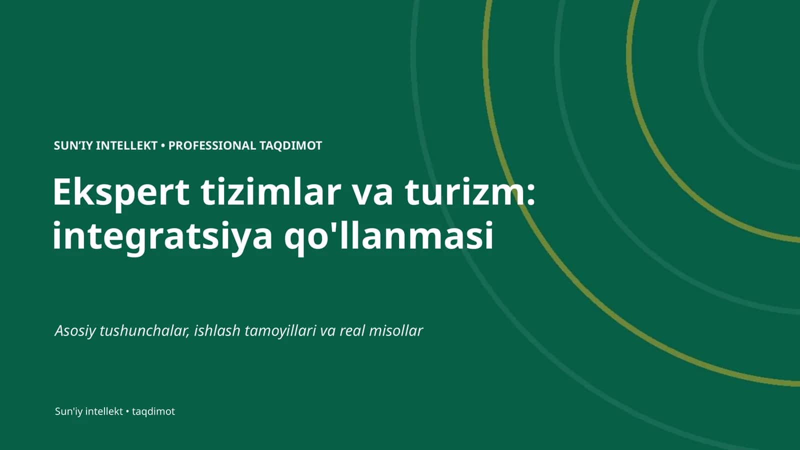 Ekspert tizimlar va turizm: integratsiya qo'llanmasi