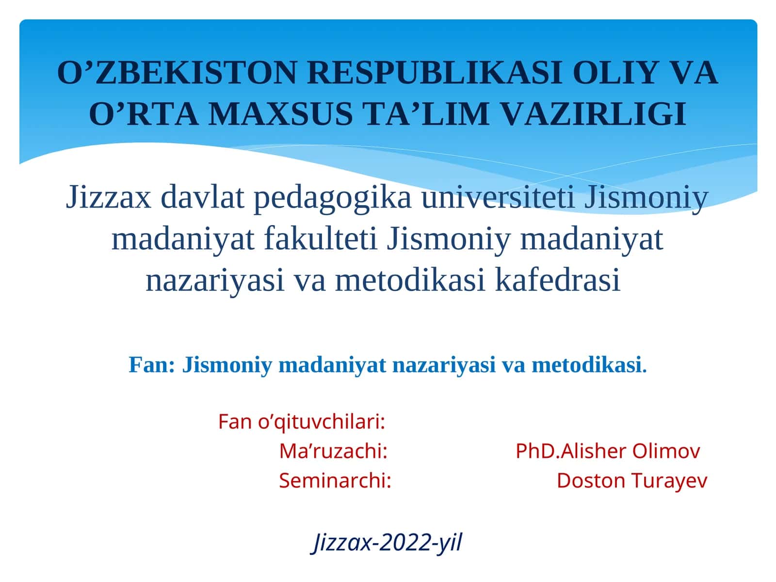 Jismoniy madaniyat nazariyasi va metodikasi