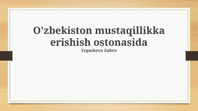 Milliy o'zlikni anglash va madaniy yuksalish