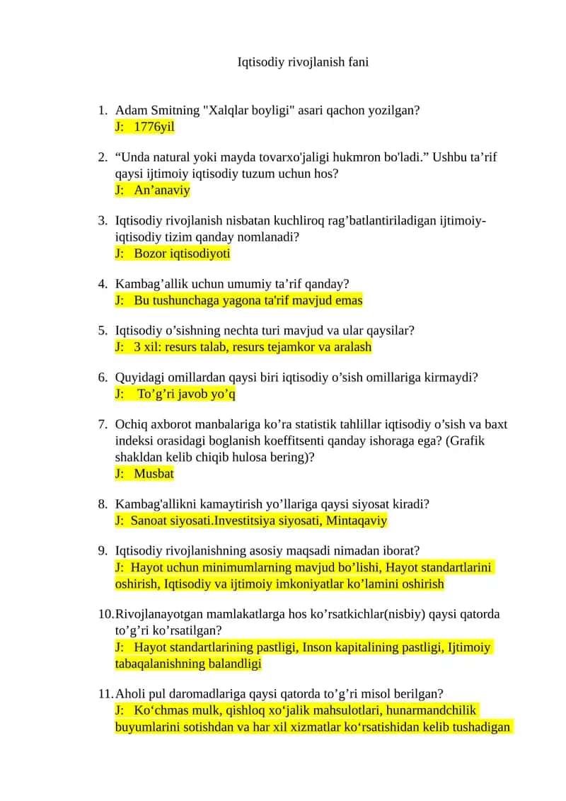Iqtisodiy rivojlanish fani