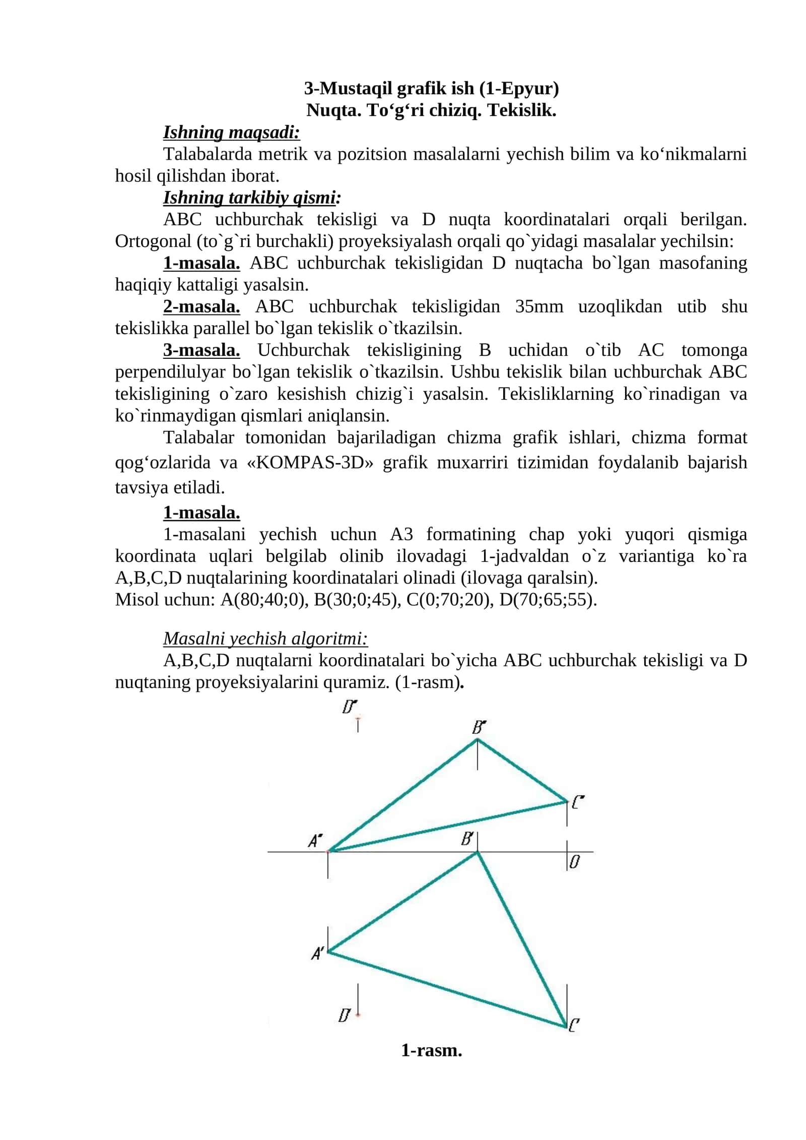 3-Mustaqil grafik ish (1-Epyur)
