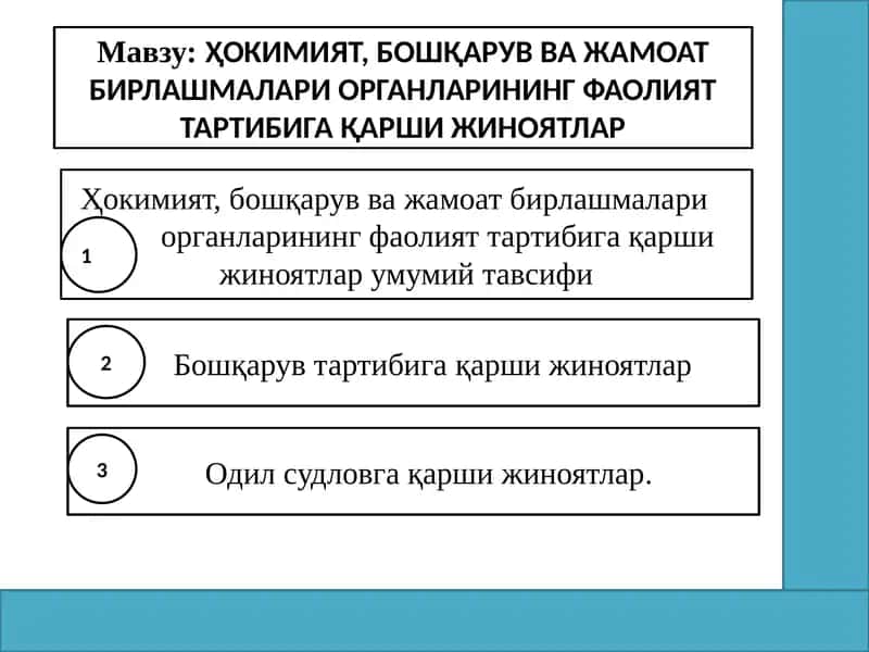 Ҳокимият, бошқарув ва жамоат бирлашмалари органларининг фаолият тартиби