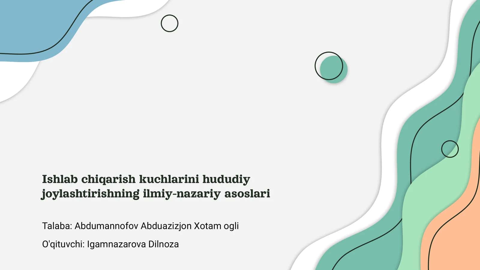 Ishlab chiqarish kuchlarini hududiy joylashtirishning ilmiy-nazariy asoslari