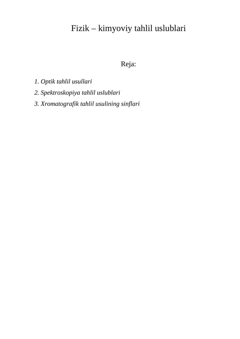 Fizik – kimyoviy tahlil uslublari