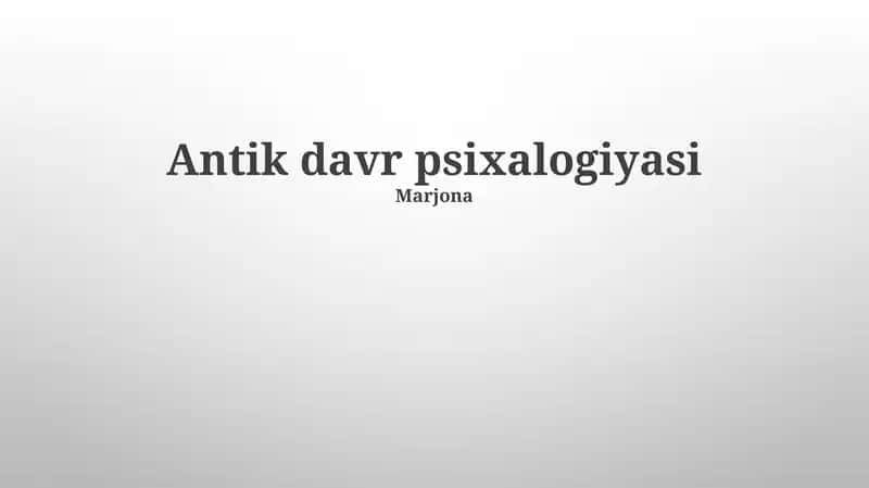 Antik davr psixalogiyasi
