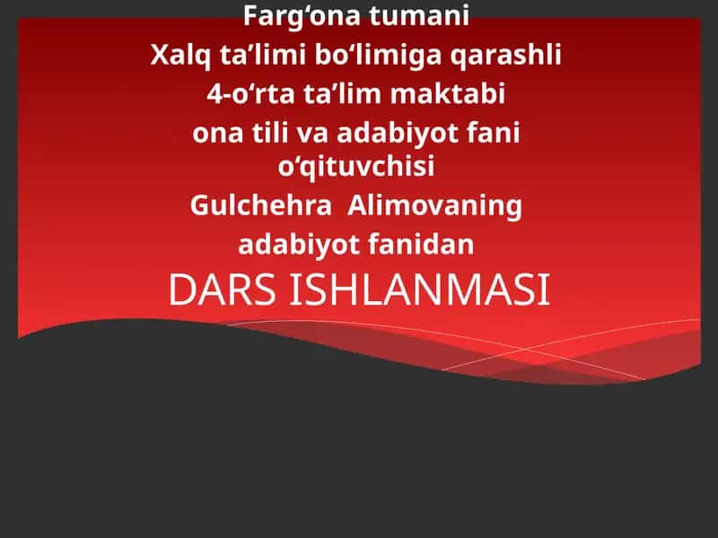 DARS ISHLANMASI