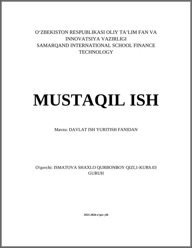 DAVLAT ISH YURITISH FANIDAN