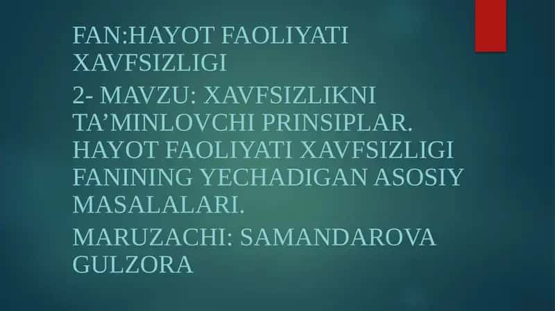 Xavfsizlikni ta’minlovchi prinsiplar