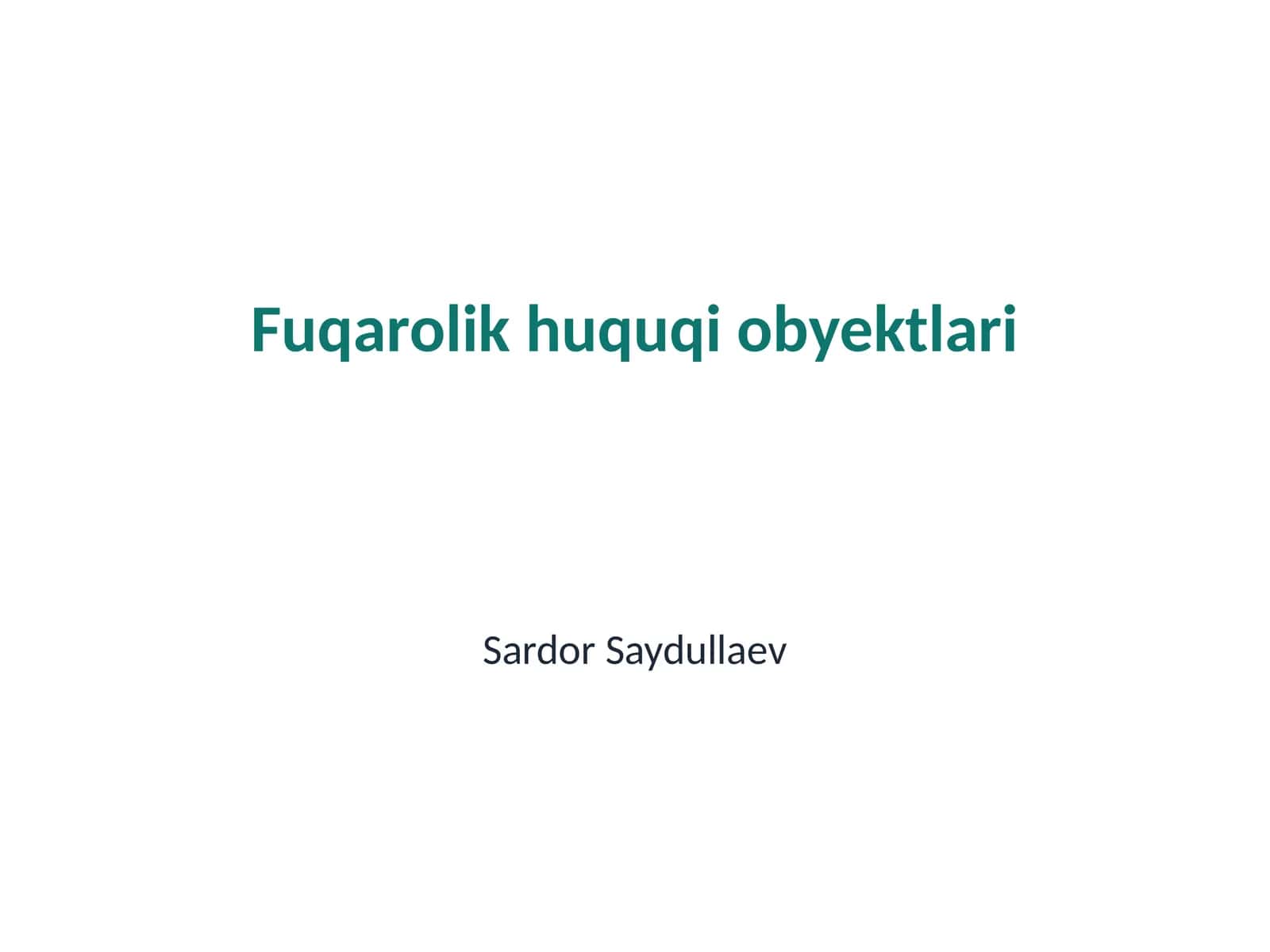 Fuqarolik huquqi obyektlari