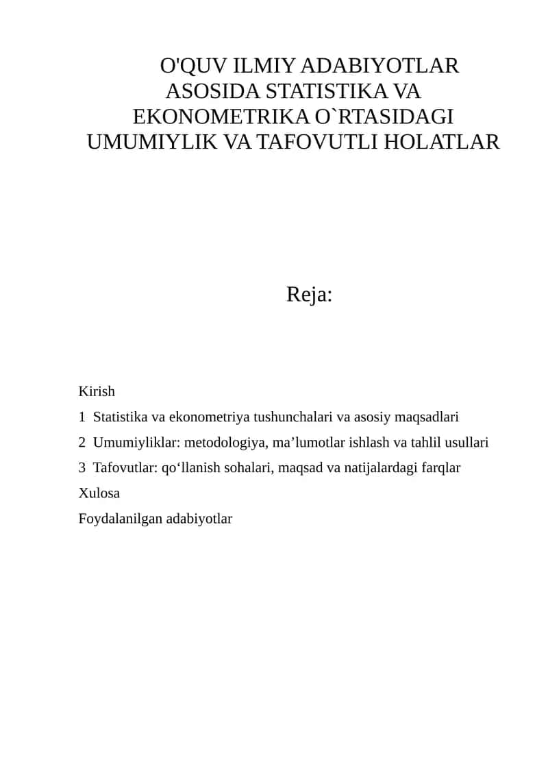 Statistika va ekonometriya