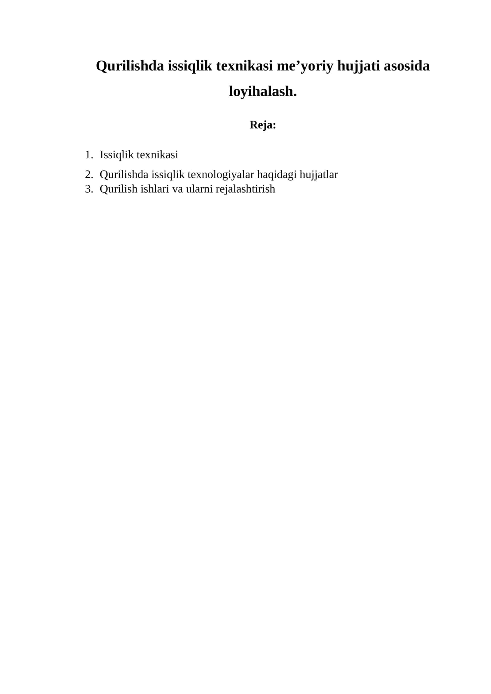 Qurilishda issiqlik texnikasi