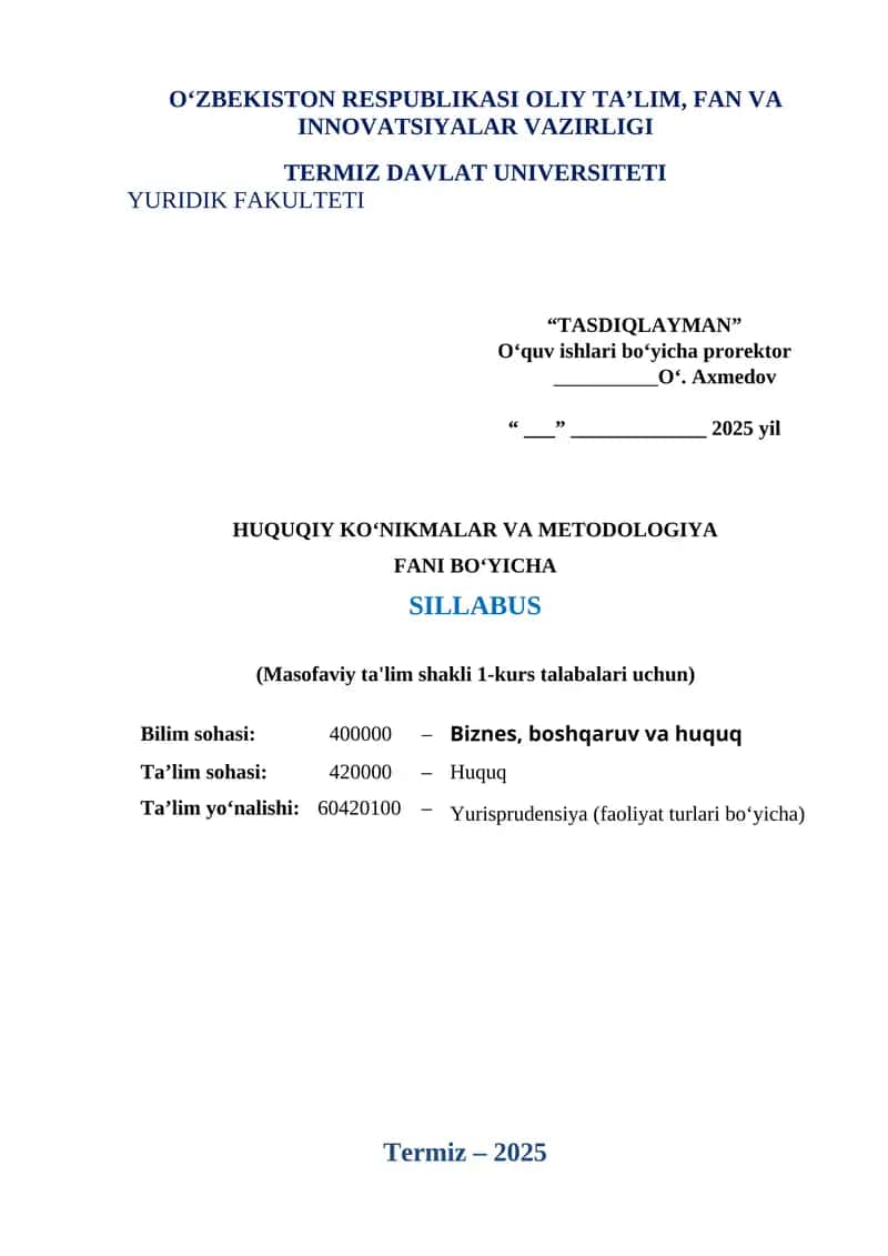 Huquqiy ko‘nikmalar va metodologiya