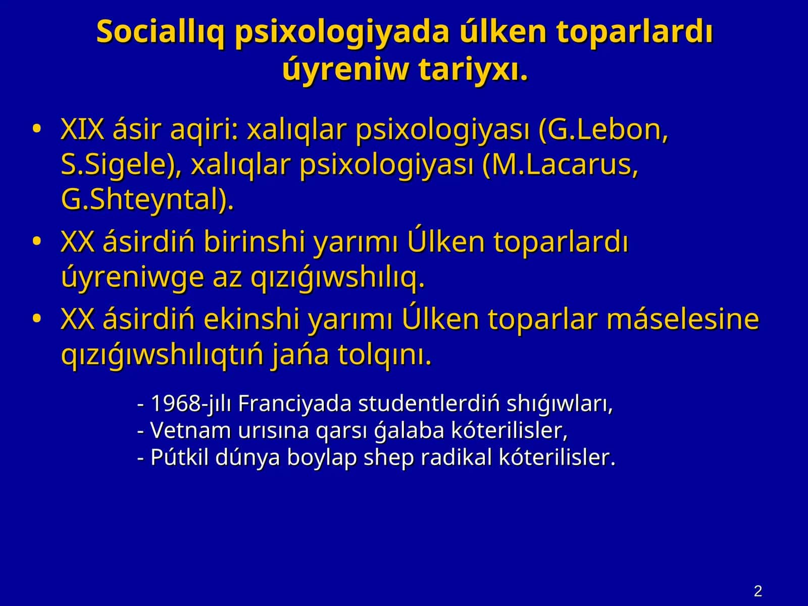 Úlken toparlar ham massalıq psixologiya