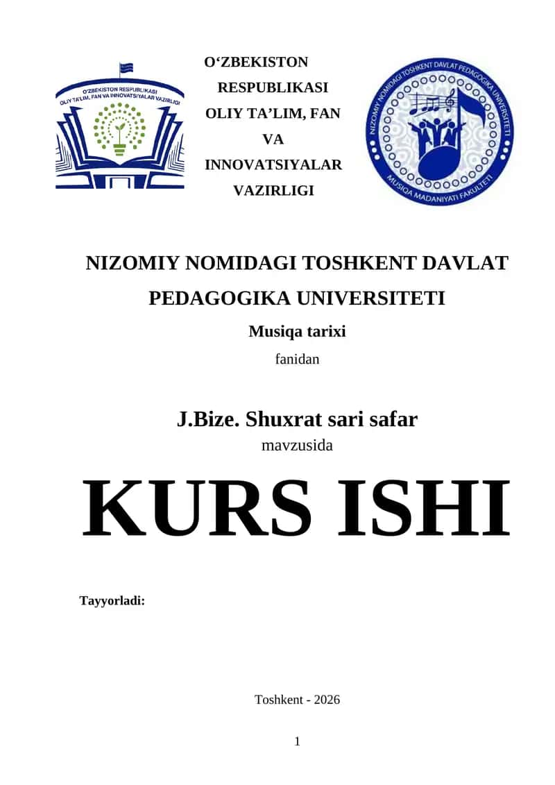 Kurs ishi musiqa fanidan